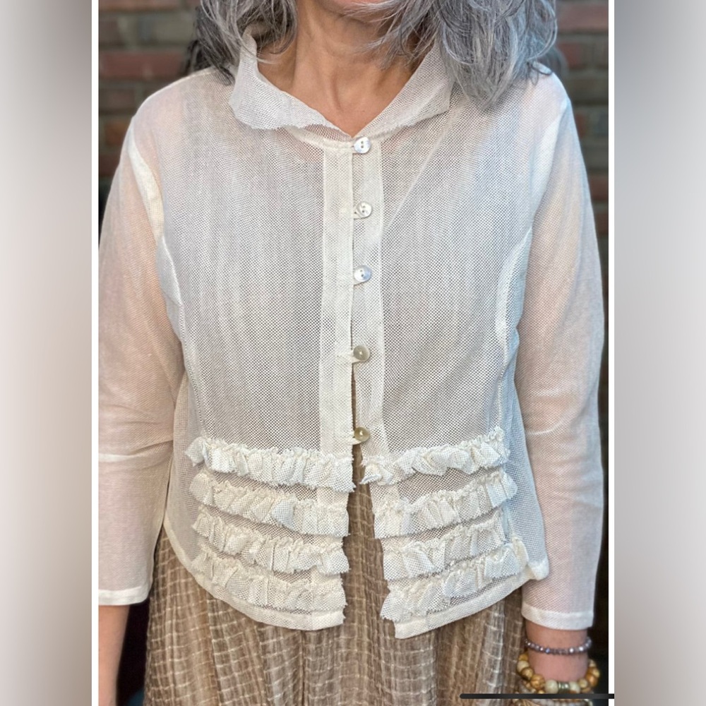 Sheer white Button-Up Blouse